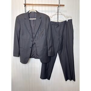 Oscar de la Renta Men’s Suit Black Wool Single Breasted Business Size 40S W34